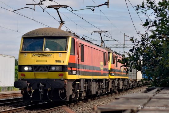 Yellow and orange railway locomotives.